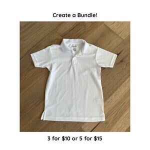 Chaps Boys White Athletic Polo Collared School Short Sleeve Shirt Size 7